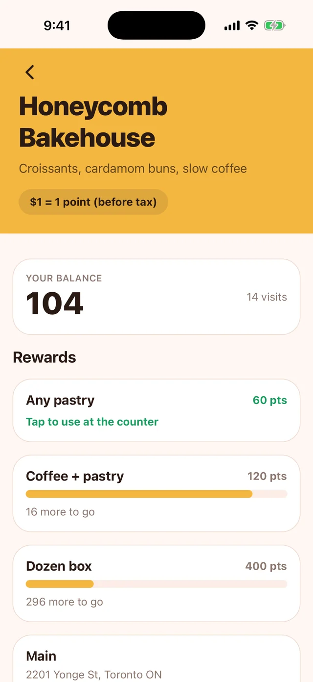 A shop page showing balance and rewards